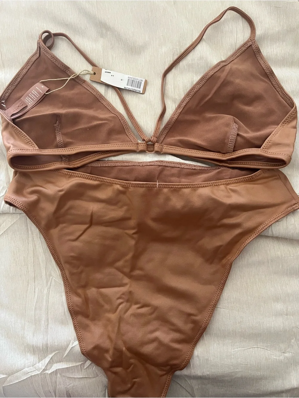 Skims High-Waist Triangle Bikini Set in Warm Brown (Sienna) NWT